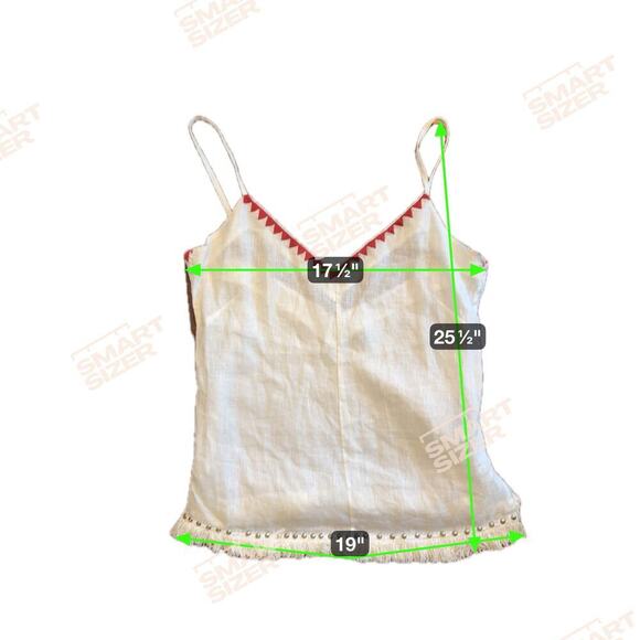 New ST. ROCHE "Kiki" Cami Kuba Geo Embroidery Hand Beading Fringe Tank Top Sz S - Picture 7 of 9